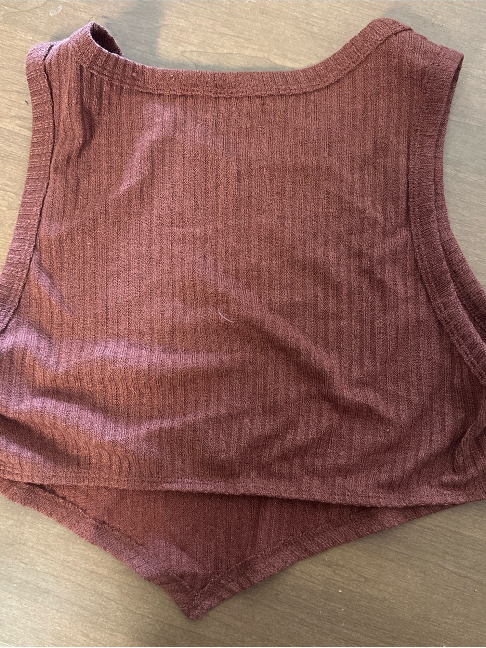 SHEIN Rust Red Ribbed Point-Hem Crop Tank - Picture 2 of 3